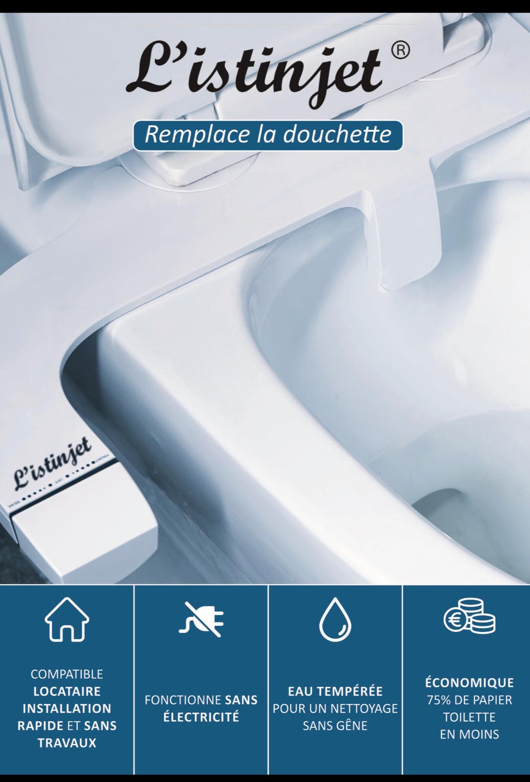 Bidet L’Istinjet® Modèle gauche (connexion arrivée d’eau à gauche du WC)