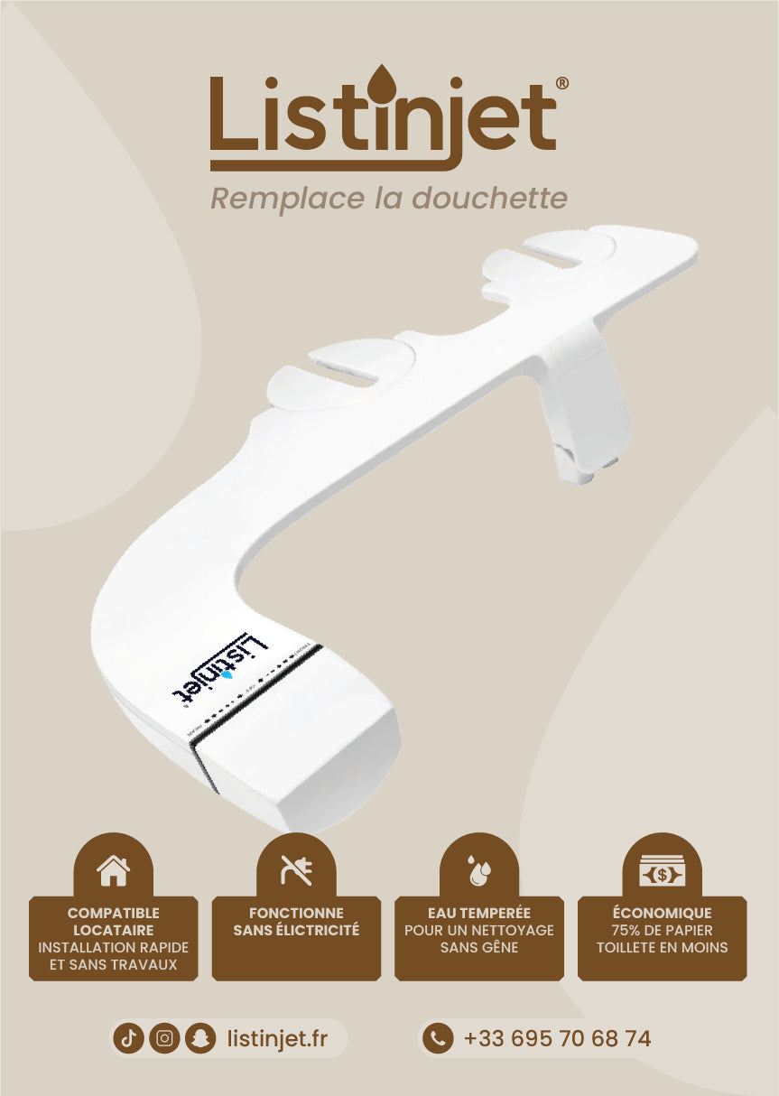 Bidet L’Istinjet® Modèle gauche (connexion arrivée d’eau à gauche du WC)